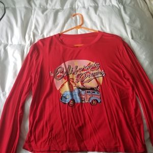 Shein red California dreams long sleeve shirt